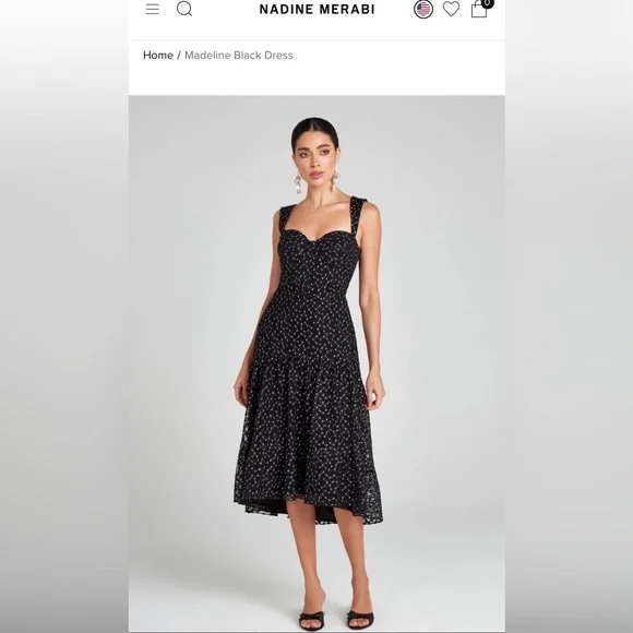 NADINE MERABI Black Off-Shoulder Maxi Dress